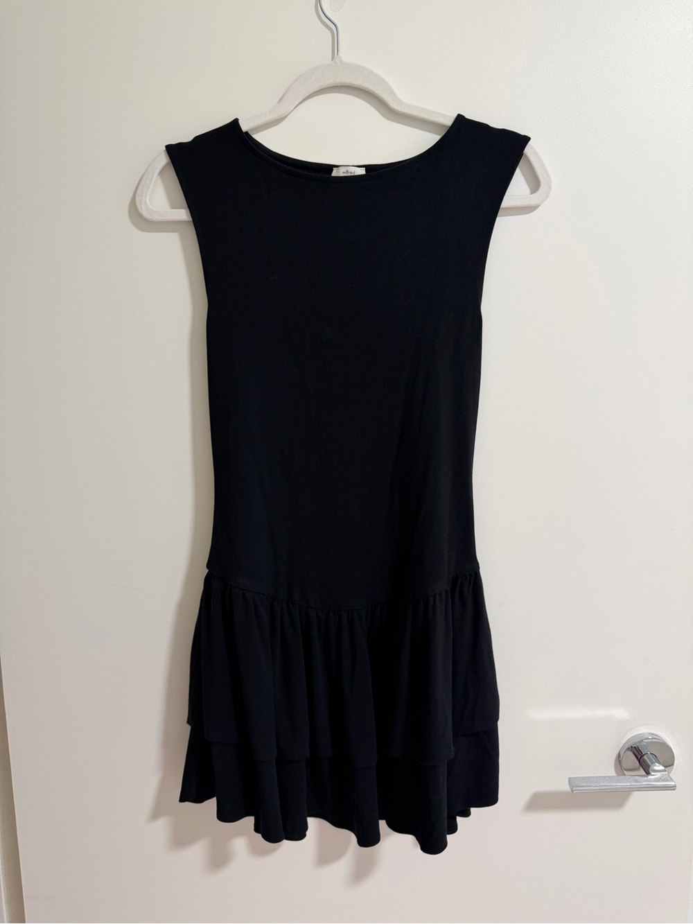 Aritzia Black Sleeveless Tiered Ruffle mini dress